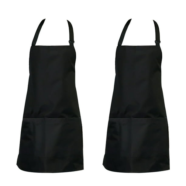 Lady Waist Apron Commercial Restaurant Home Bib Kitchen Apron With Pockets Black 